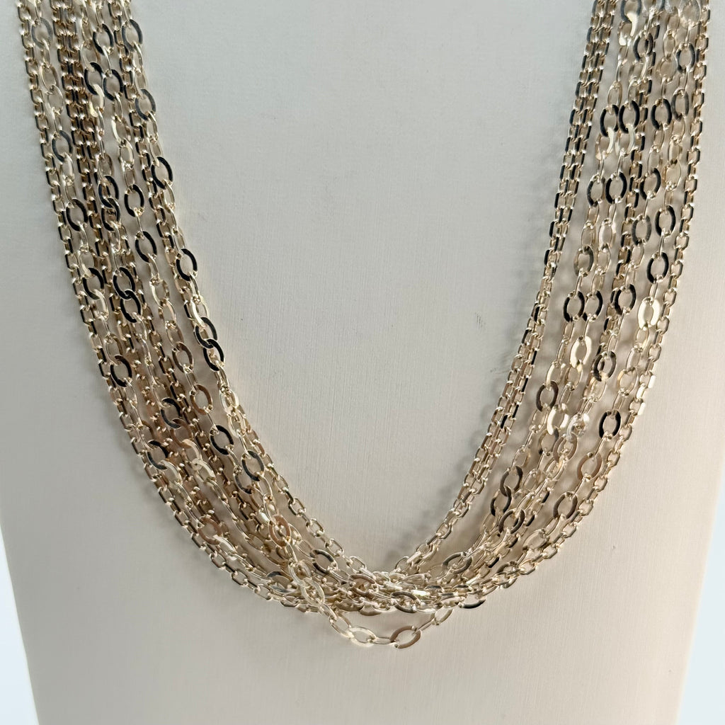 Sterling Silver Milor 27 Grams Italian Made Multi-Chain Necklace 18” - Estate Sale (Great Condition)