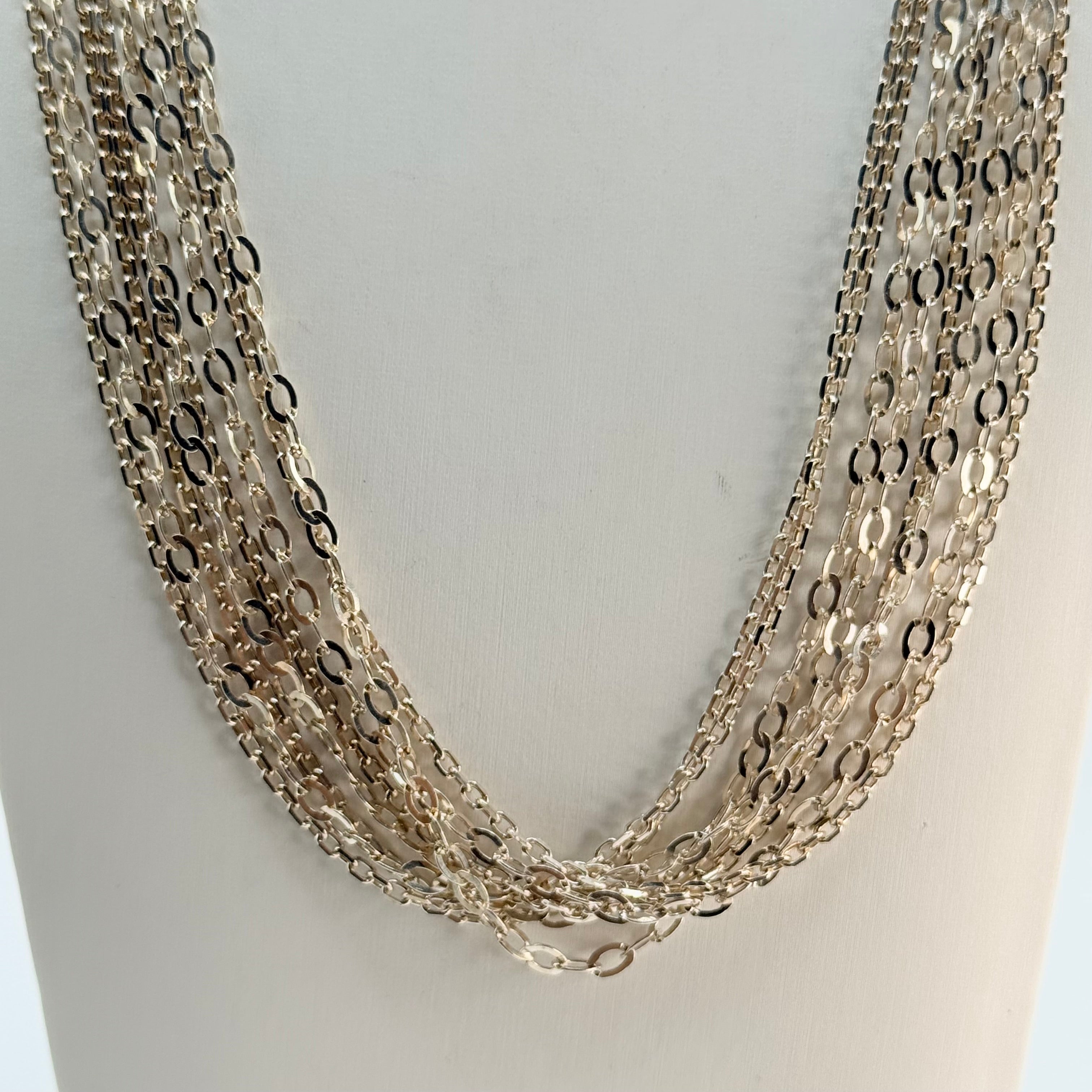 Sterling Silver Milor 27 Grams Italian Made Multi-Chain Necklace 18” - Estate Sale (Great Condition)