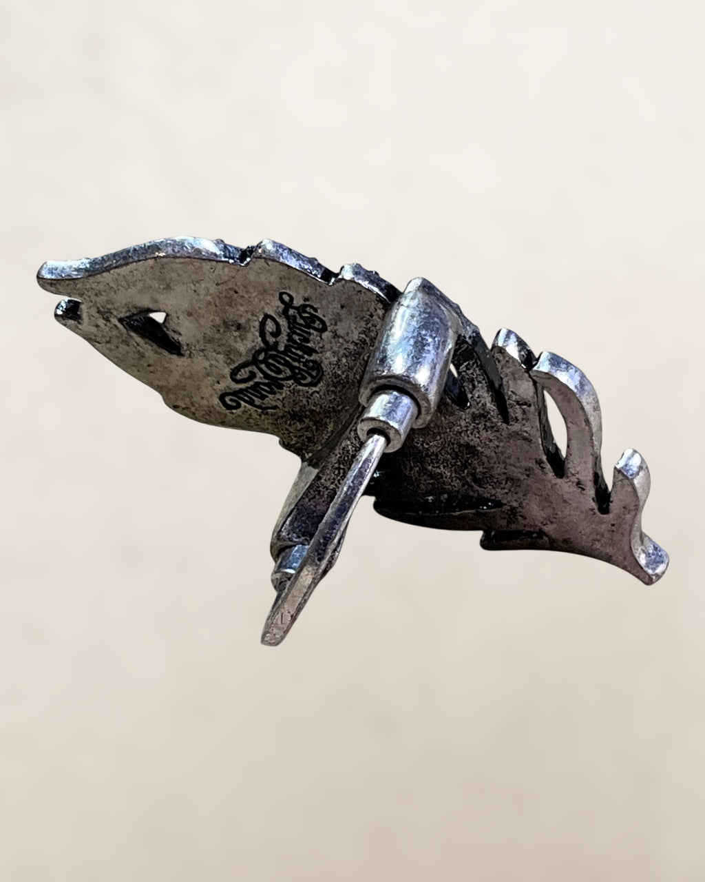 Lucky Brand Antiqued Silver Tone Feather Statement Ring - Estate Sale (Great Condition)