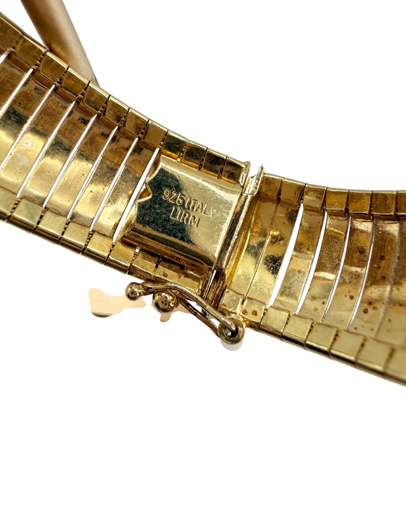 Lirm Italy Sterling Silver Vermeil Checkerboard Design Bracelet - Estate Sale (Great Condition)