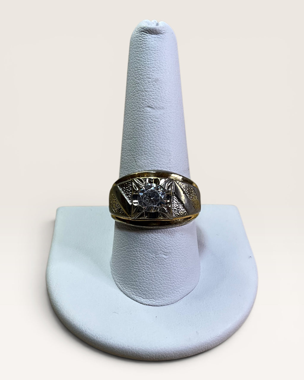 Vintage Lind 14K HGE Men's Two-Tone Art Deco Style Statement Ring - Estate Sale (Great Condition)