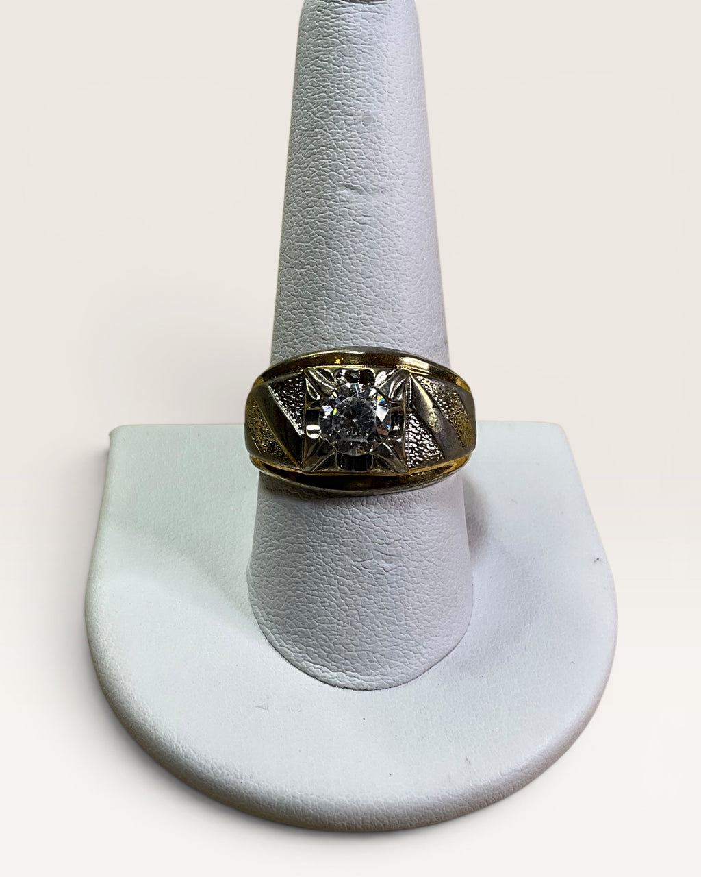Vintage Lind 14K HGE Men's Two-Tone Art Deco Style Statement Ring - Estate Sale (Great Condition)