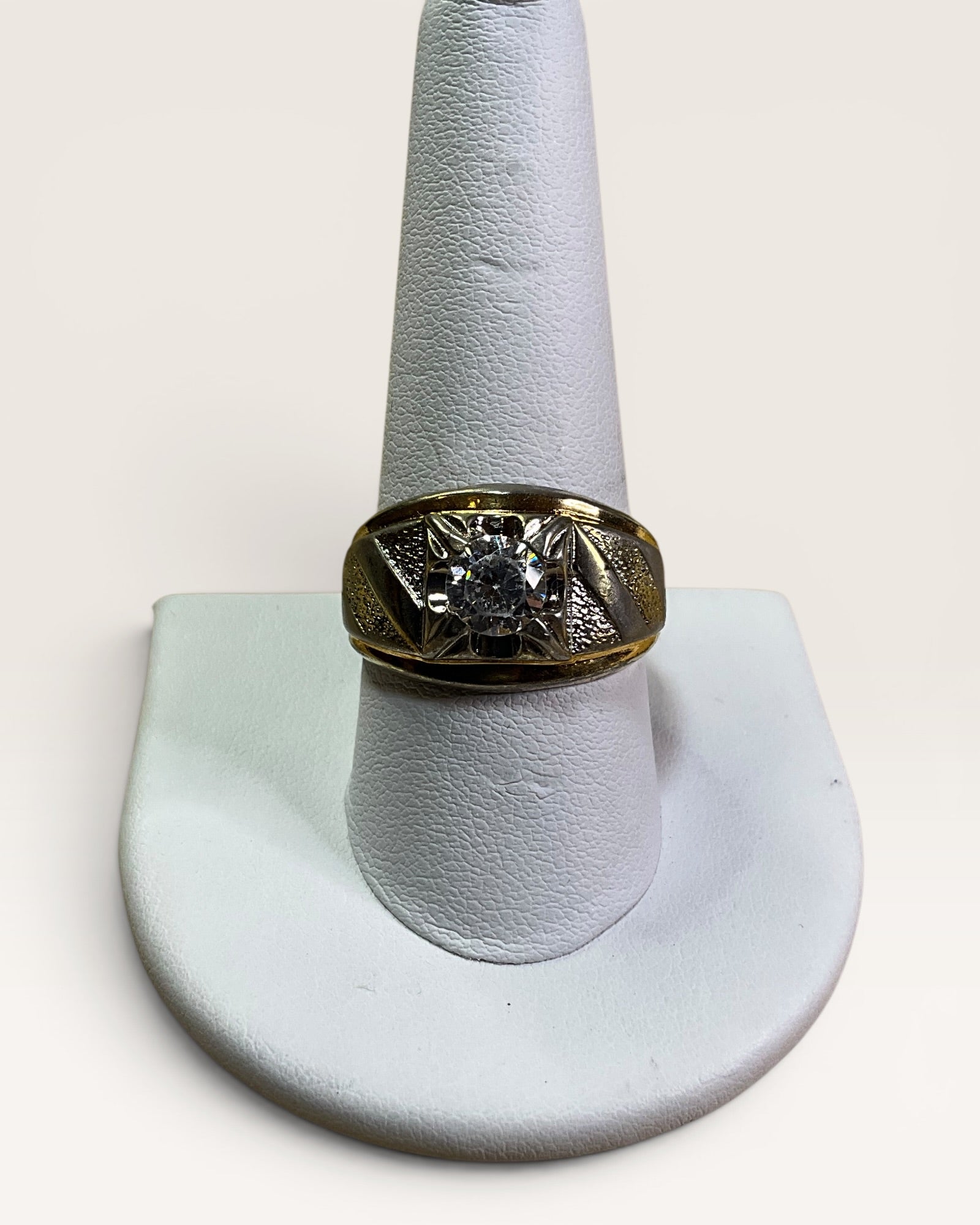 Vintage Lind 14K HGE Men's Two-Tone Art Deco Style Statement Ring - Estate Sale (Great Condition)