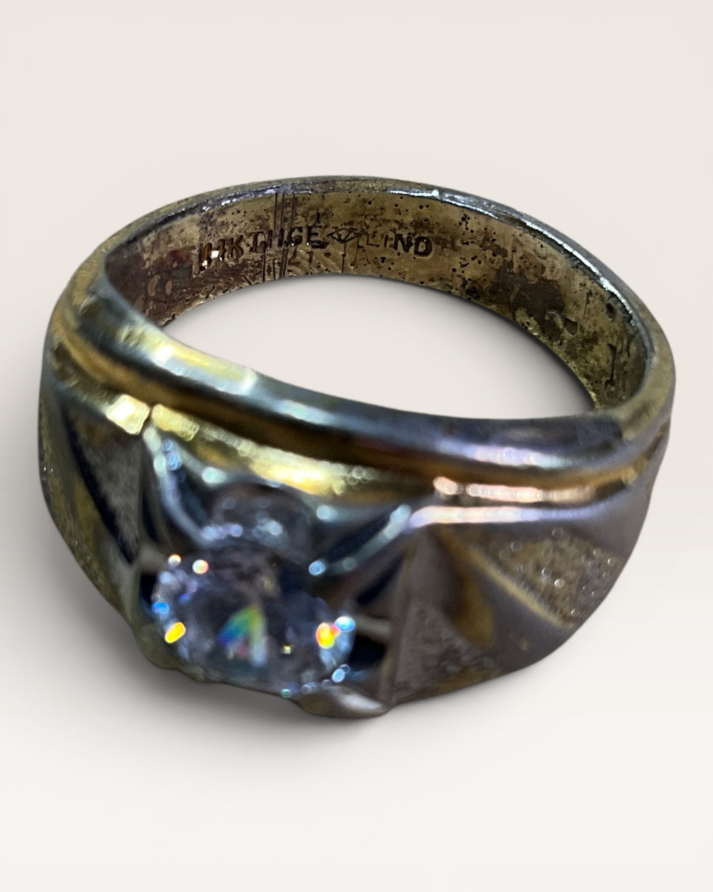 Vintage Lind 14K HGE Men's Two-Tone Art Deco Style Statement Ring - Estate Sale (Great Condition)