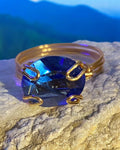 Blue Crystal Wire Wrapped Ring (Size 7.5)