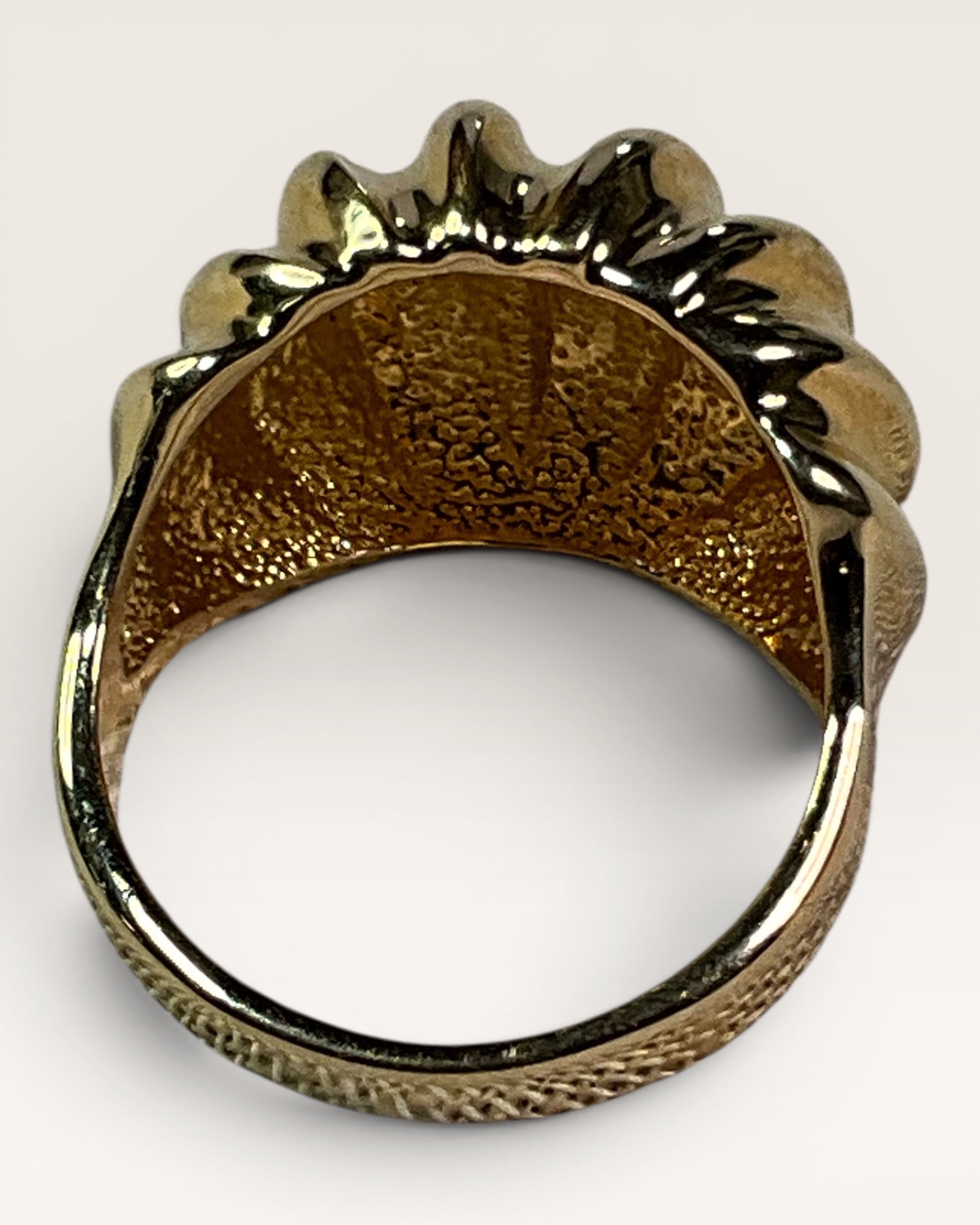 Vintage Seta Gold Tone Ribbed Dome Cocktail Ring - Estate Sale (Great Condition)
