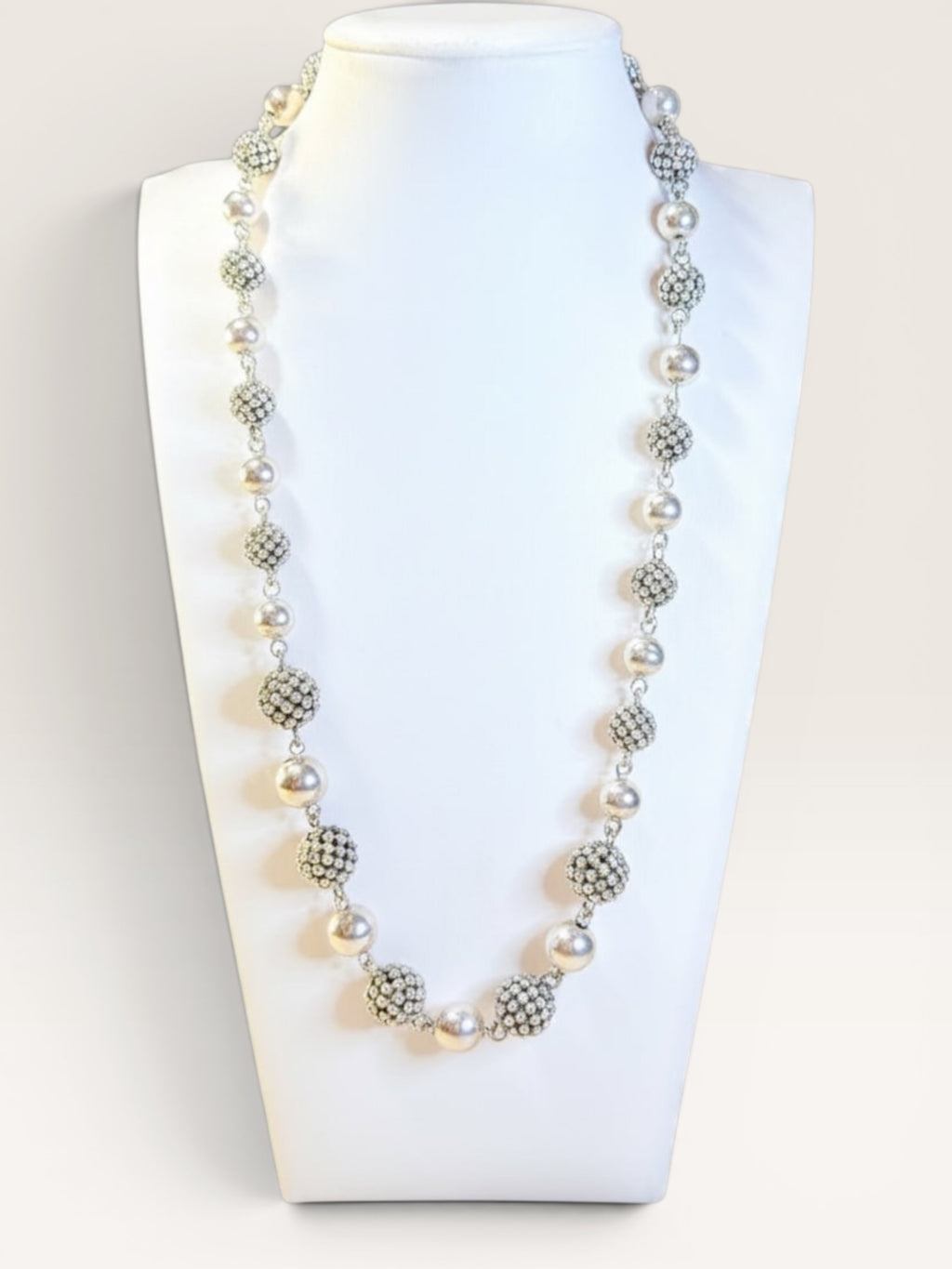 925 Sterling Silver Vintage Michael Dawkins Real Pearl Ball Chain Necklace 20" - Estate Sale (Great Condition)