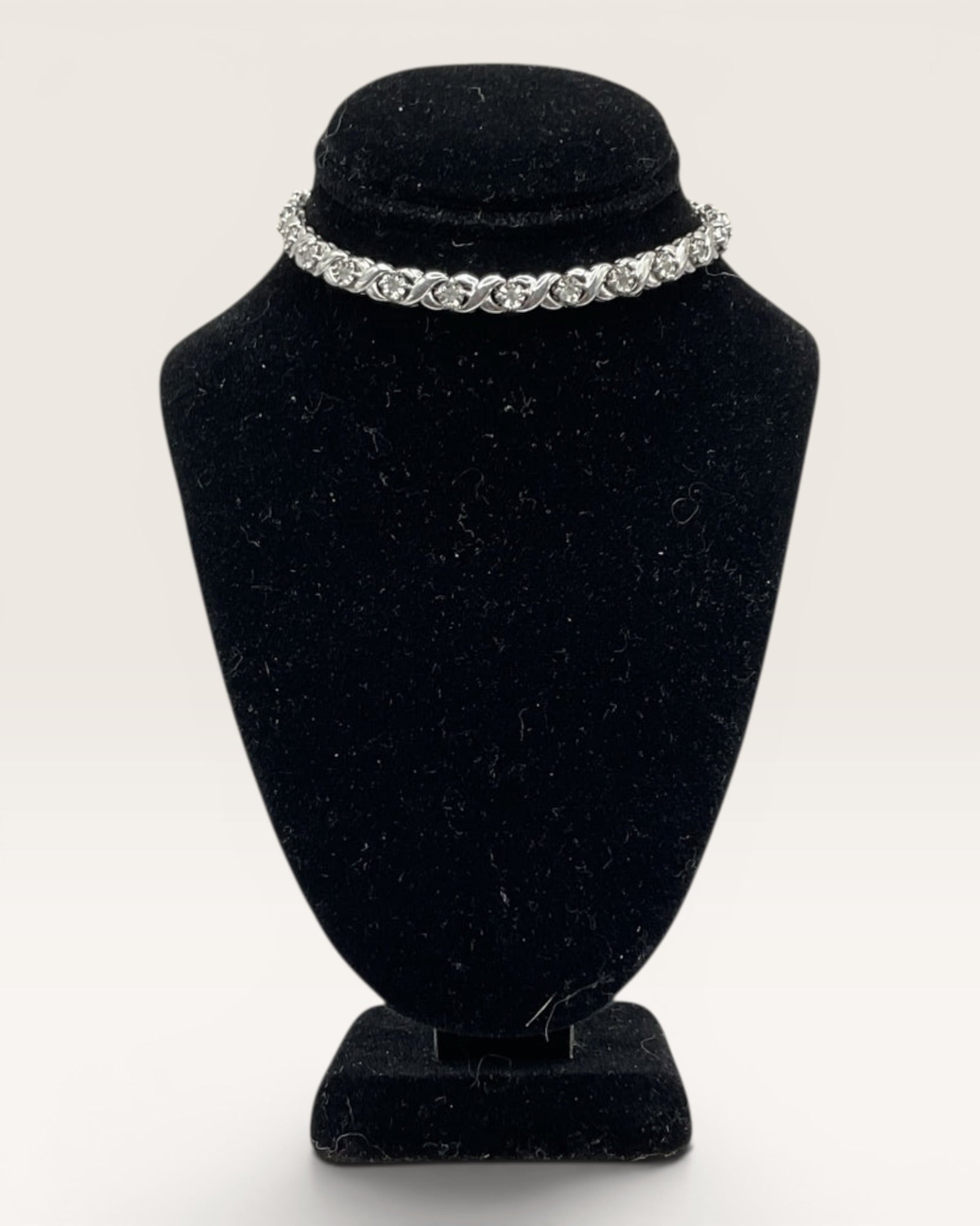 Luxury Sterling Silver & Natural Diamond Link Bracelet - Estate Sale (Great Condition)