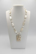Lucas Lameth Mother of Pearl Necklace with Large Silver Pendant