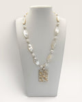 Lucas Lameth Mother of Pearl Necklace with Large Silver Pendant