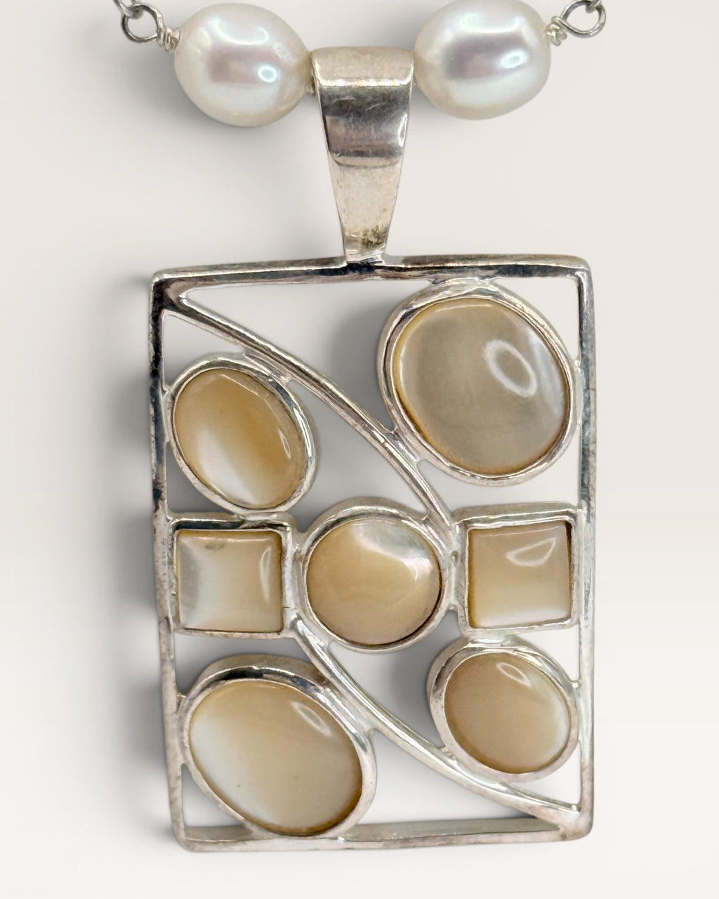 Lucas Lameth Mother of Pearl Necklace with Large Silver Pendant