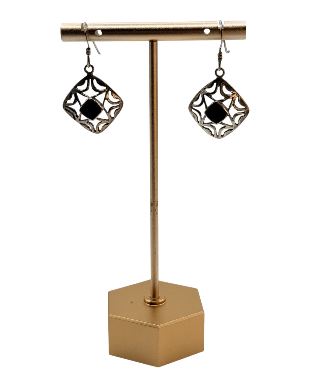 Sterling Silver Black Onyx Dangle Earrings