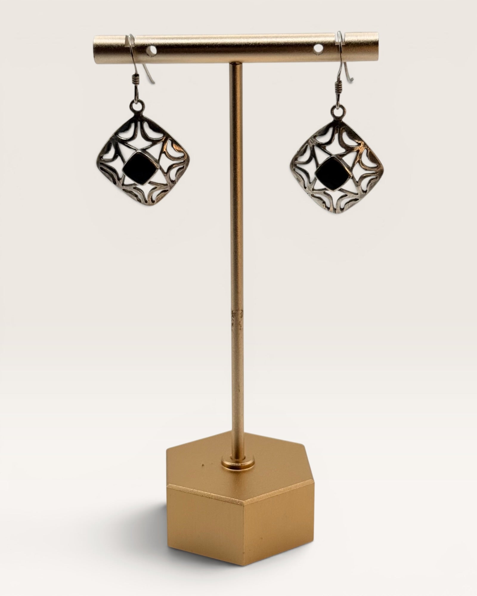 Sterling Silver Black Onyx Dangle Earrings