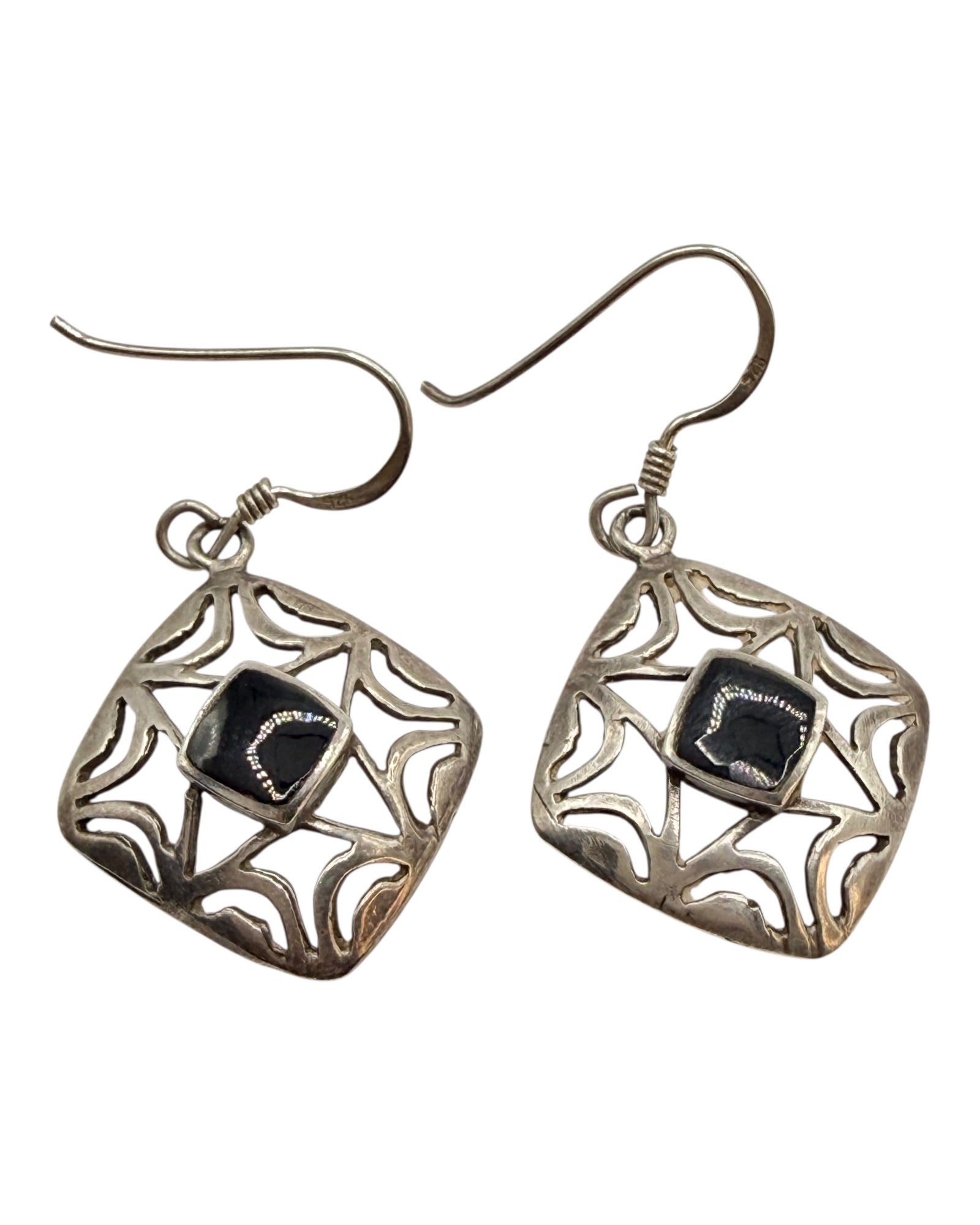 Sterling Silver Black Onyx Dangle Earrings