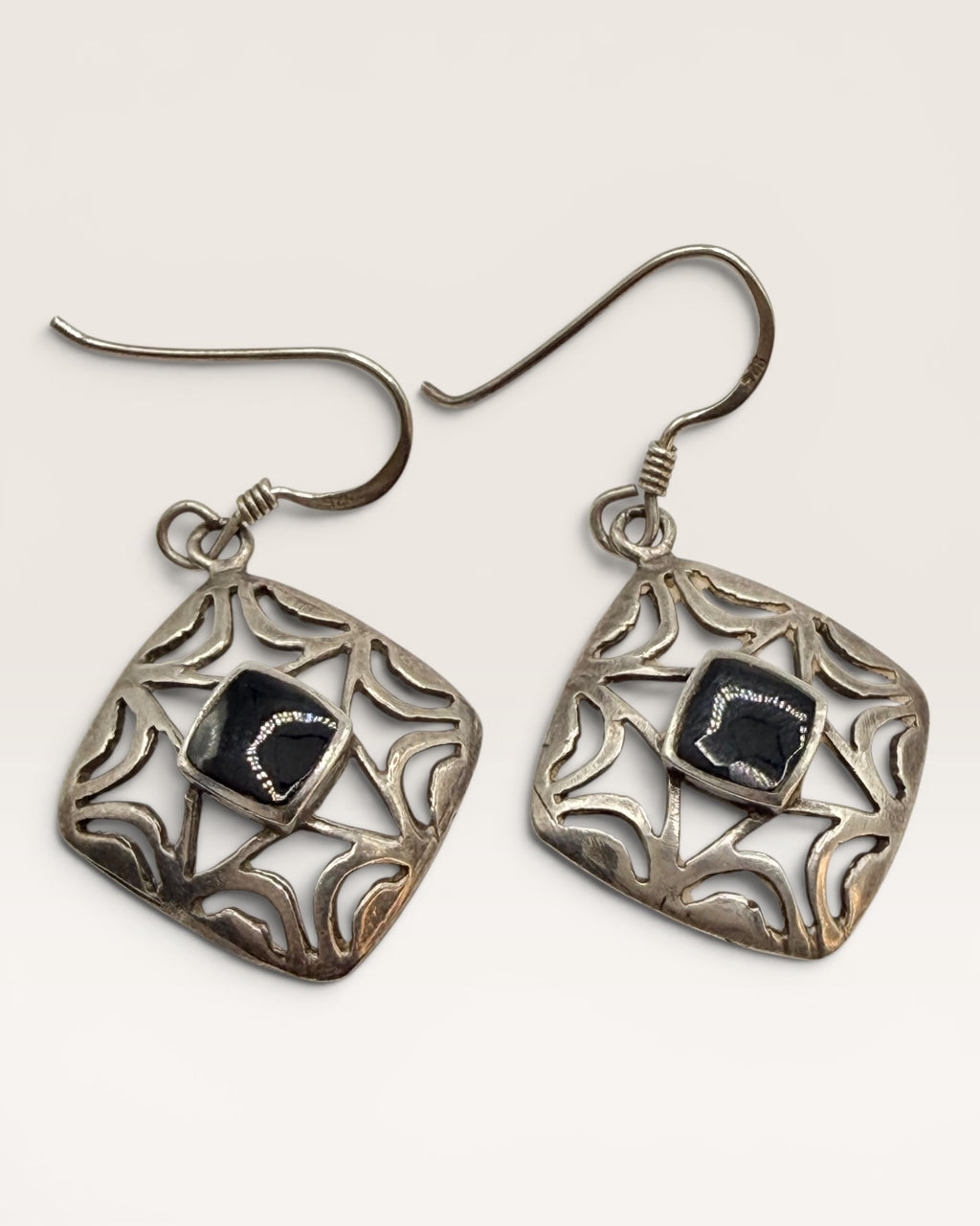 Sterling Silver Black Onyx Dangle Earrings