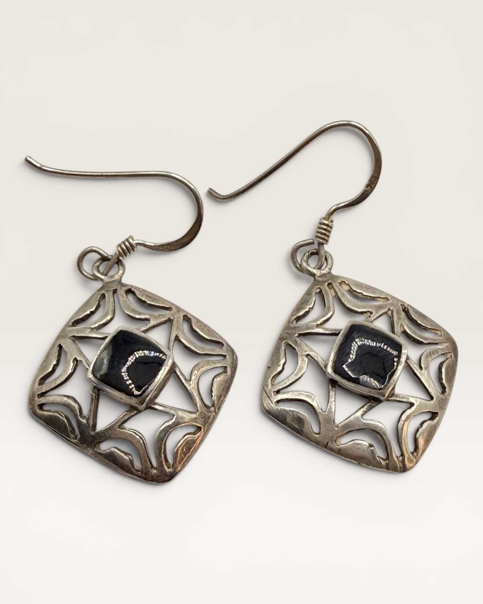 Sterling Silver Black Onyx Dangle Earrings