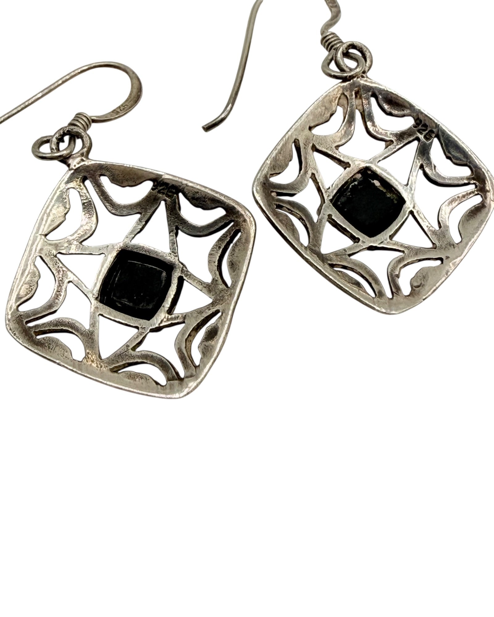 Sterling Silver Black Onyx Dangle Earrings