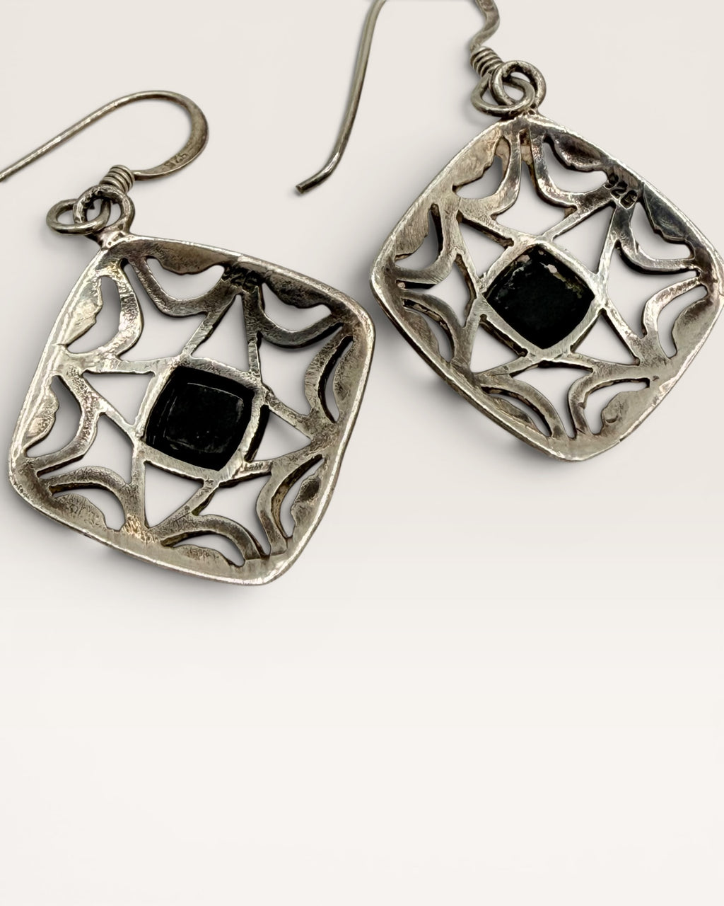 Sterling Silver Black Onyx Dangle Earrings
