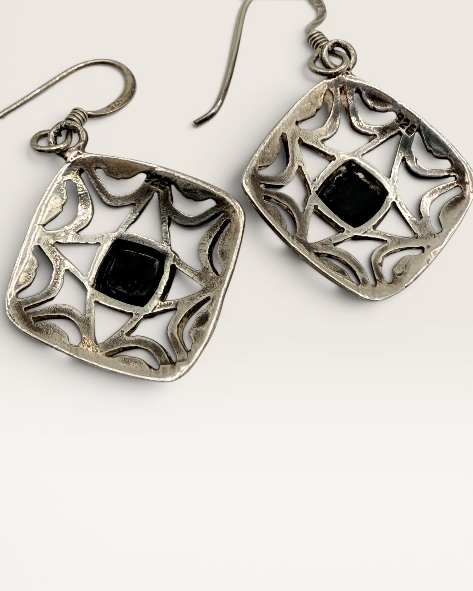 Sterling Silver Black Onyx Dangle Earrings
