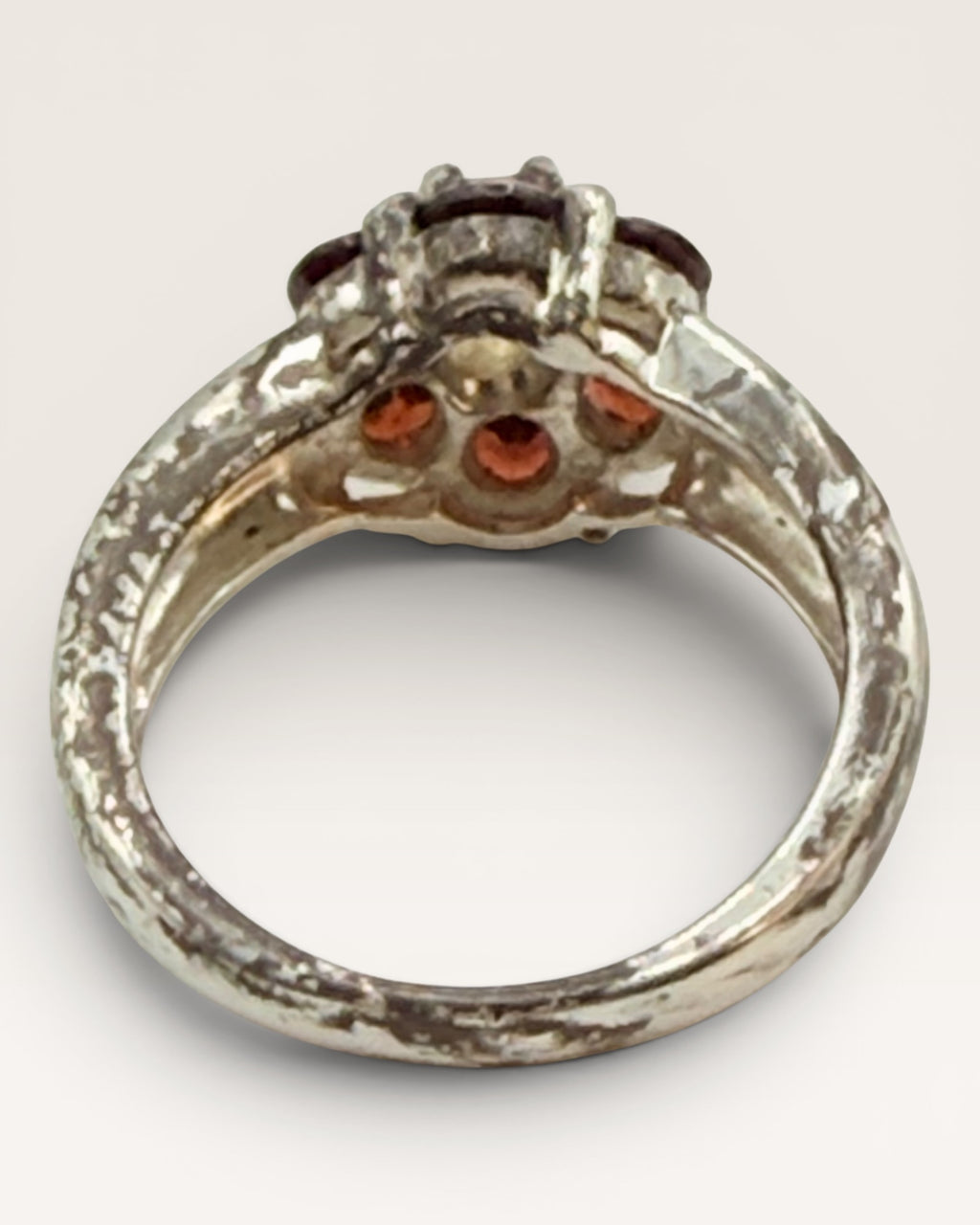 Sterling Silver Rhodolite Garnet & Citrine Gemstone Ring - Estate Sale (Great Condition)