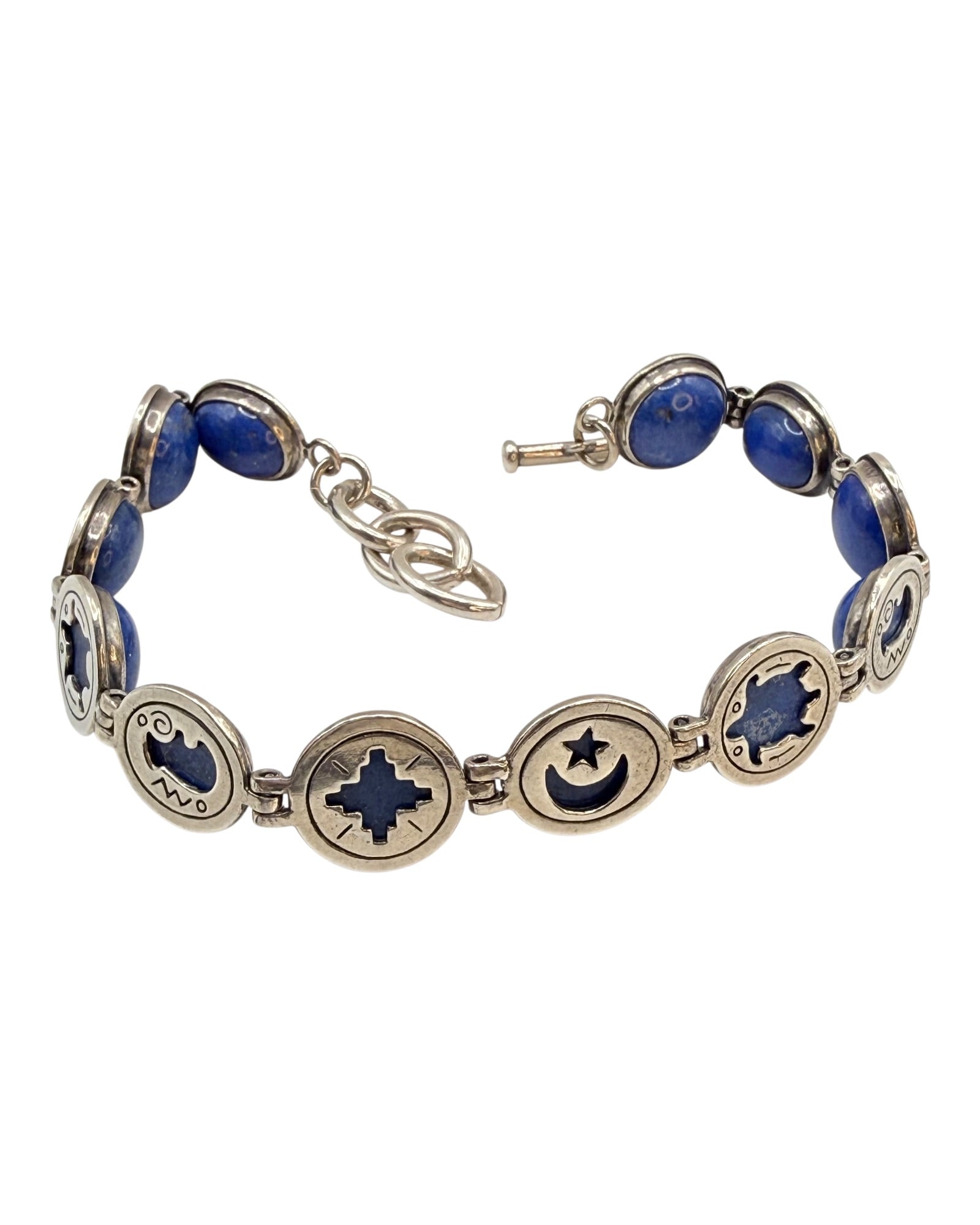 Carolyn Pollack Sterling Silver Lapis Lazuli Reversible Relios Bracelet - Estate Sale (Great Condition)
