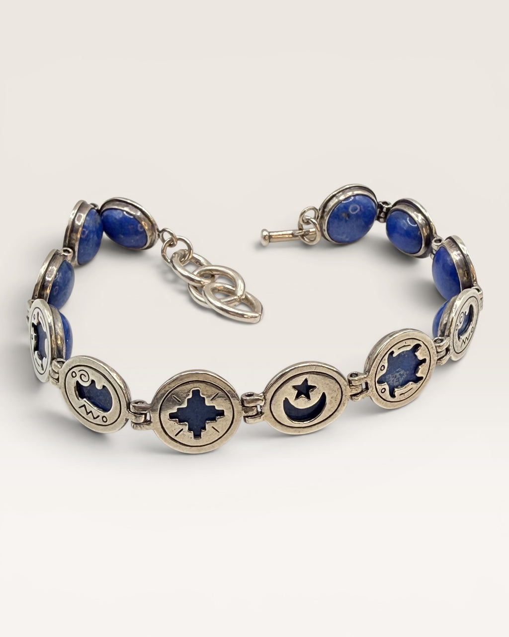 Carolyn Pollack Sterling Silver Lapis Lazuli Reversible Relios Bracelet - Estate Sale (Great Condition)