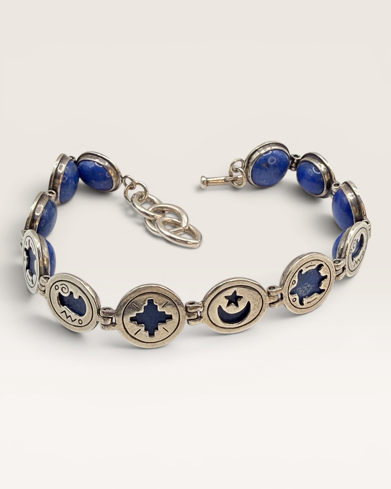 Carolyn Pollack Sterling Silver Lapis Lazuli Reversible Relios Bracelet - Estate Sale (Great Condition)