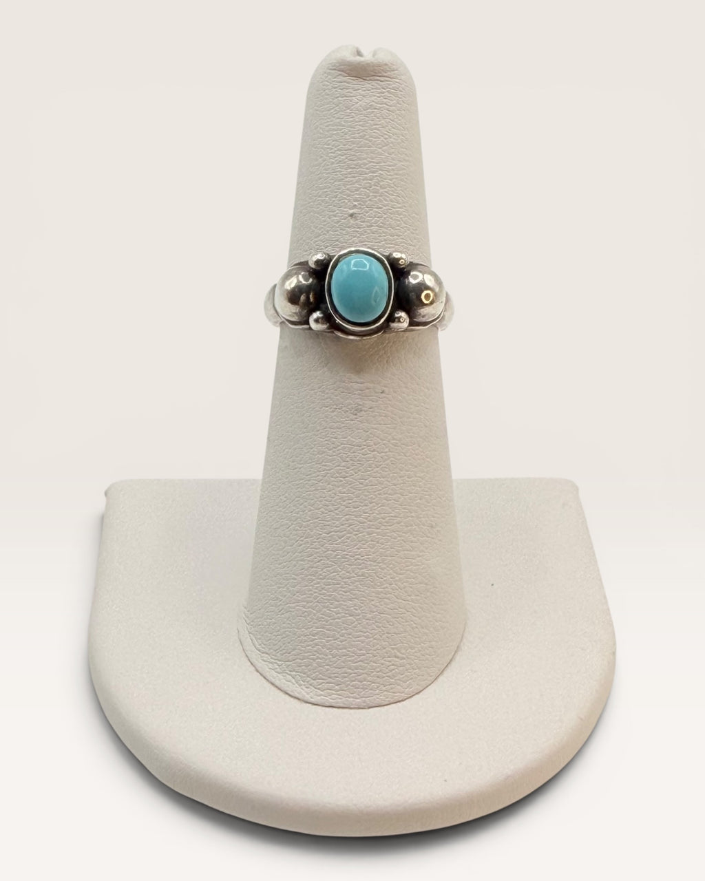Vintage Zuni Sterling Silver Ring Features a Dainty Turquoise Gemstone - Estate Sale (Great Condition)