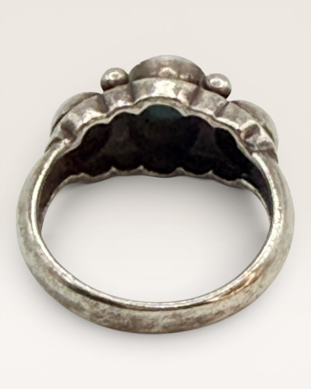 Vintage Zuni Sterling Silver Ring Features a Dainty Turquoise Gemstone - Estate Sale (Great Condition)