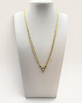 Mina & Olya Genuine Malachite Mother of Pearl Geometric Triangle Gold Tone Necklace