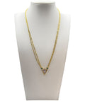 Mina & Olya Genuine Malachite Mother of Pearl Geometric Triangle Gold Tone Necklace