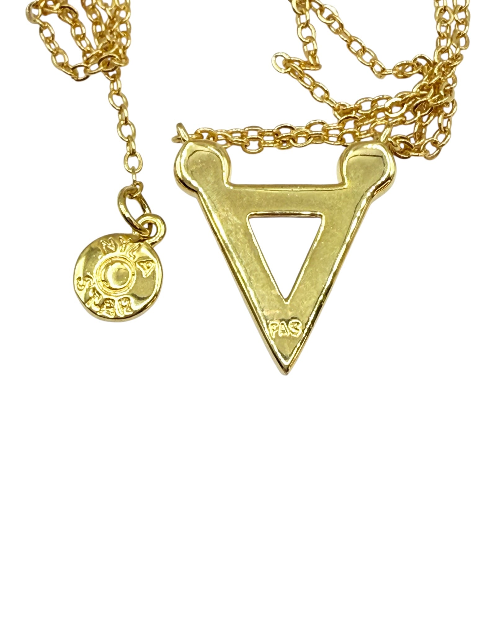 Mina & Olya Genuine Malachite Mother of Pearl Geometric Triangle Gold Tone Necklace