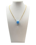 Smartglass Cube Gold Necklace - Aqua - Estate Sale (Great Condition)