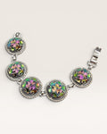 Sarah Coventry Silver Tone Art Glass Northern Lights Bracelet - Estate Sale (Great Condition)