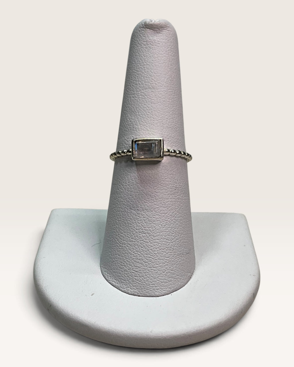 Sterling Silver Natural Rainbow Moonstone Gemstone Ring