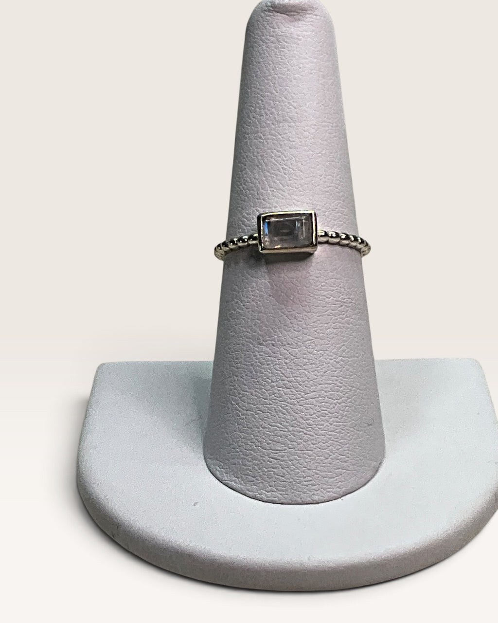 Sterling Silver Natural Rainbow Moonstone Gemstone Ring