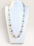 925 Sterling Silver Vintage Michael Dawkins Real Pearl Ball Chain Necklace 20" - Estate Sale (Great Condition)