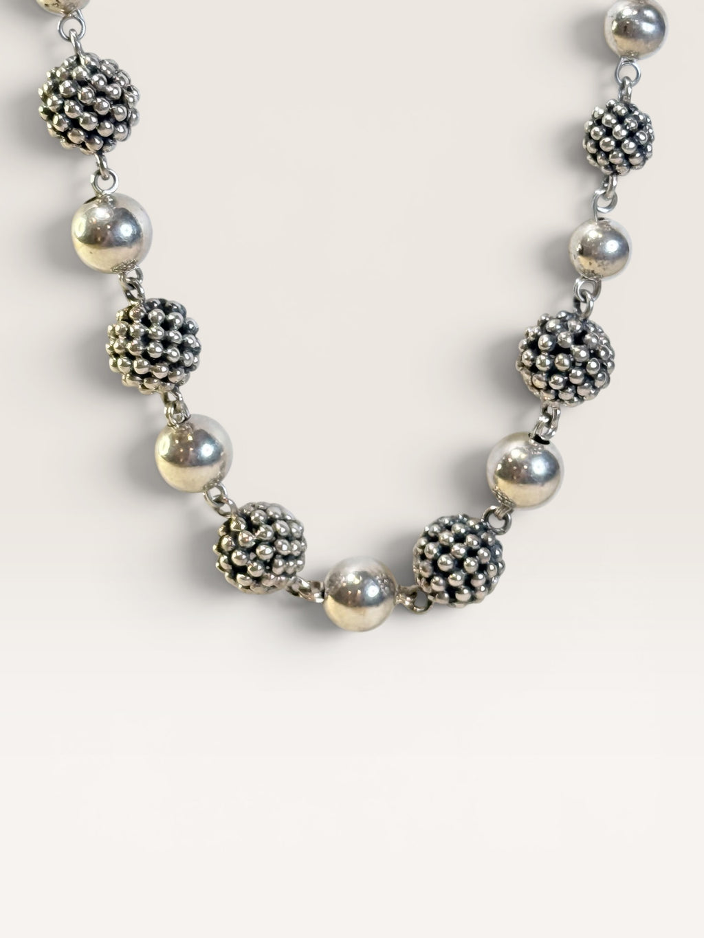 925 Sterling Silver Vintage Michael Dawkins Real Pearl Ball Chain Necklace 20" - Estate Sale (Great Condition)