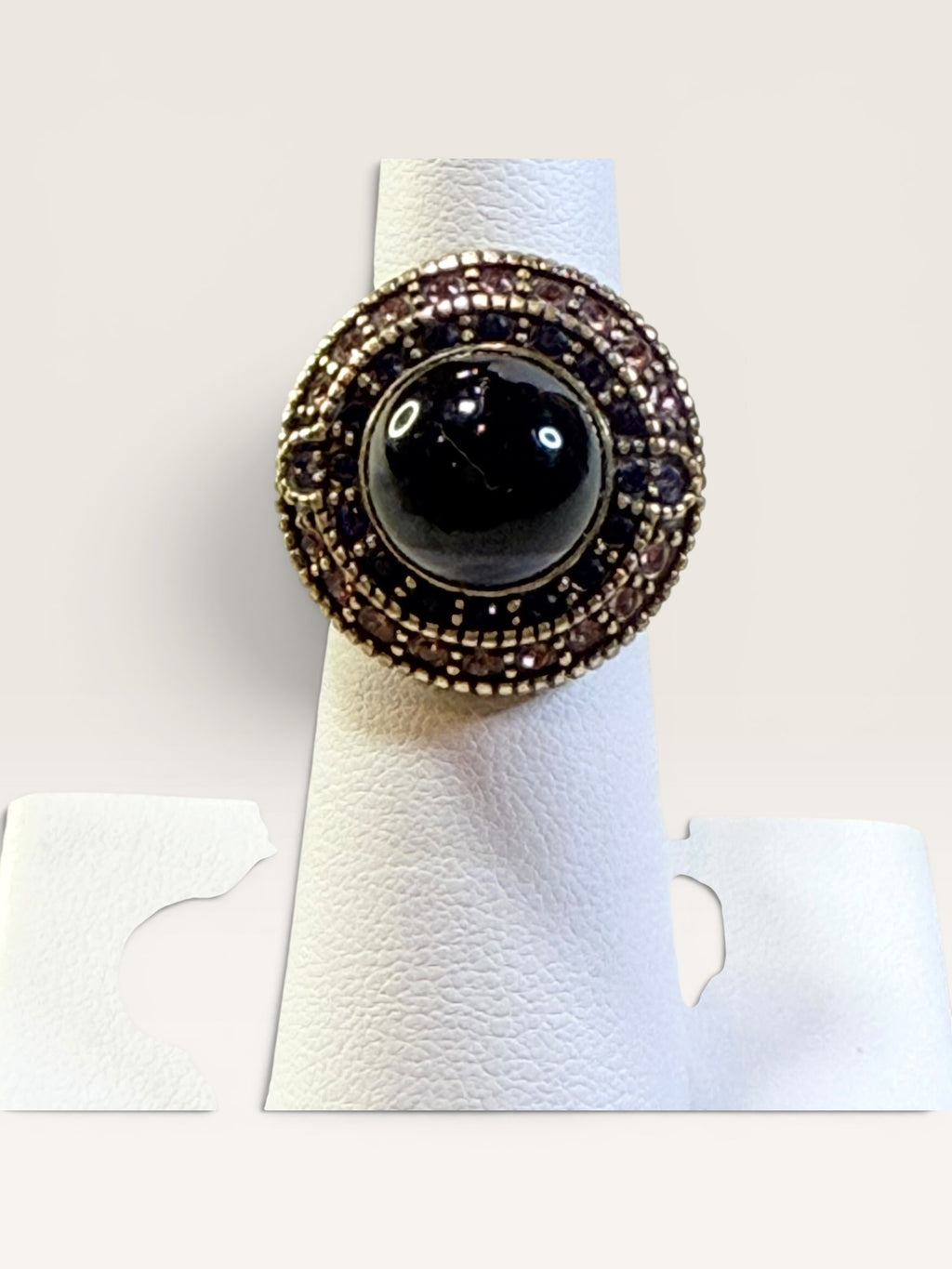 Heidi Daus Purple Cabochon Statement Ring Rhinestone Gold Tone Signed - Estate Sale (Great Condition)