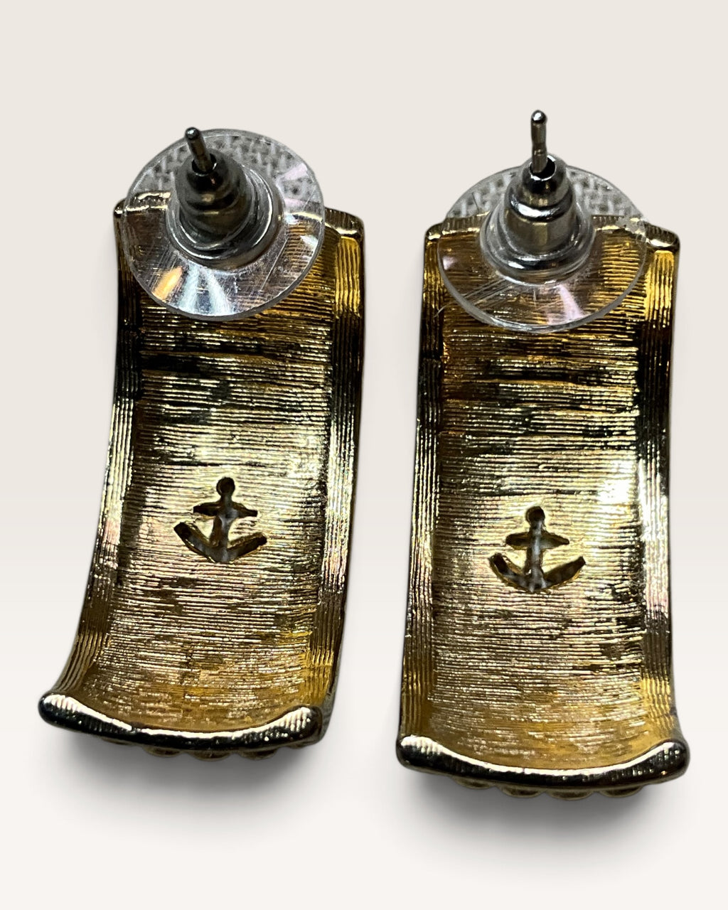 St. John Knits Gold-Tone and Black Enamel Earrings - Pre-Loved