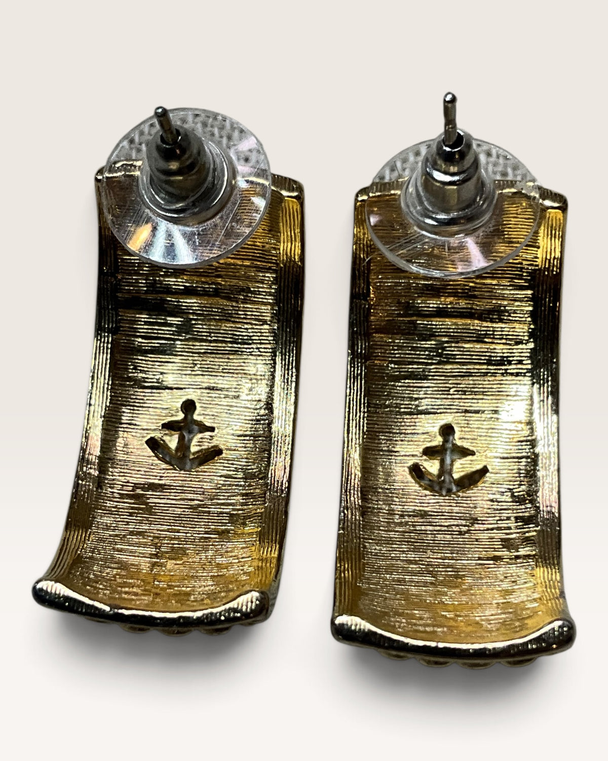 St. John Knits Gold-Tone and Black Enamel Earrings - Pre-Loved