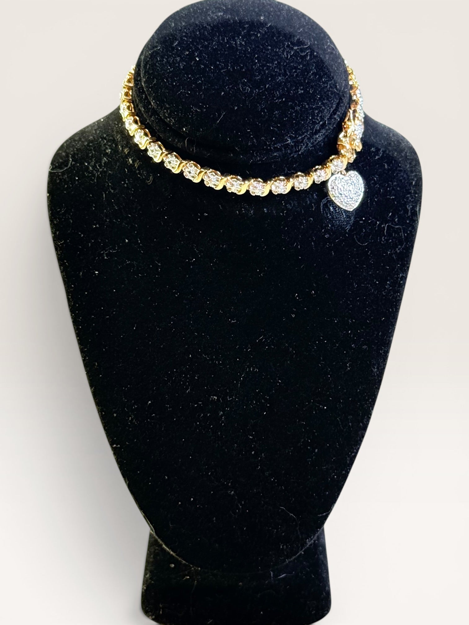 Ross Simmons Gold Vermeil over Sterling Silver with Heart Charm Bracelet - Estate Sale (Great Condition)