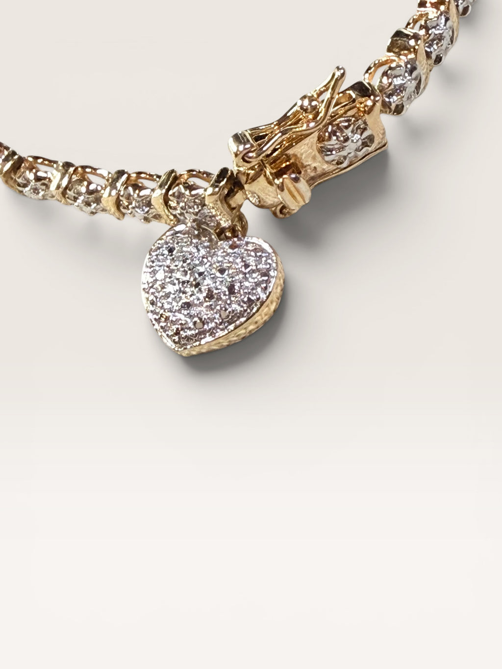 Ross Simmons Gold Vermeil over Sterling Silver with Heart Charm Bracelet - Estate Sale (Great Condition)