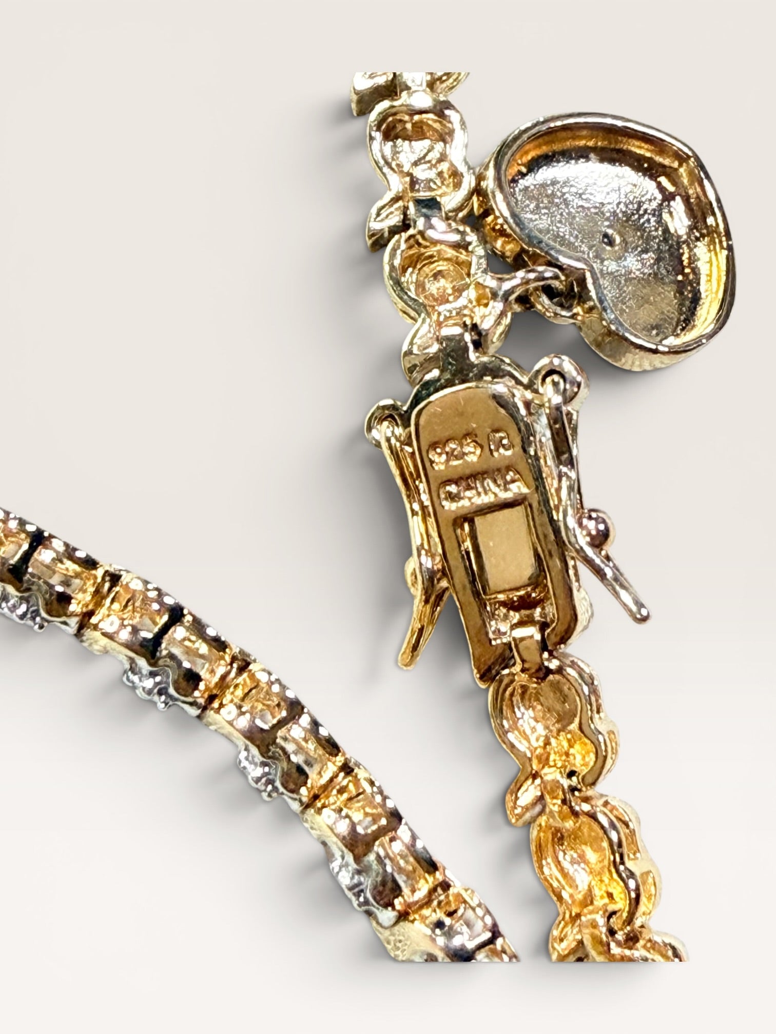 Ross Simmons Gold Vermeil over Sterling Silver with Heart Charm Bracelet - Estate Sale (Great Condition)