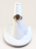 Sterling Silver Marcasite & Smokey Topaz Gemstone Ring - Estate Sale (Great Condition)