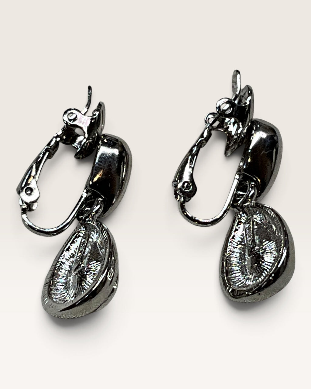 Trifari Silver-Tone Dangle Earrings with Cubic Zirconia - Pre-Loved