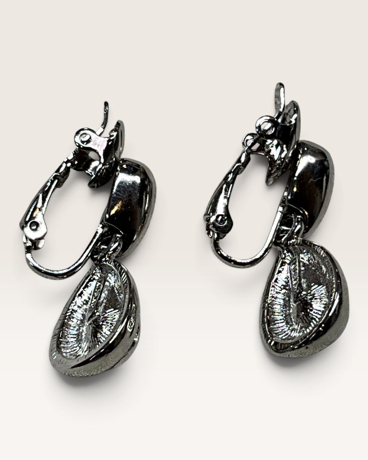 Trifari Silver-Tone Dangle Earrings with Cubic Zirconia - Pre-Loved