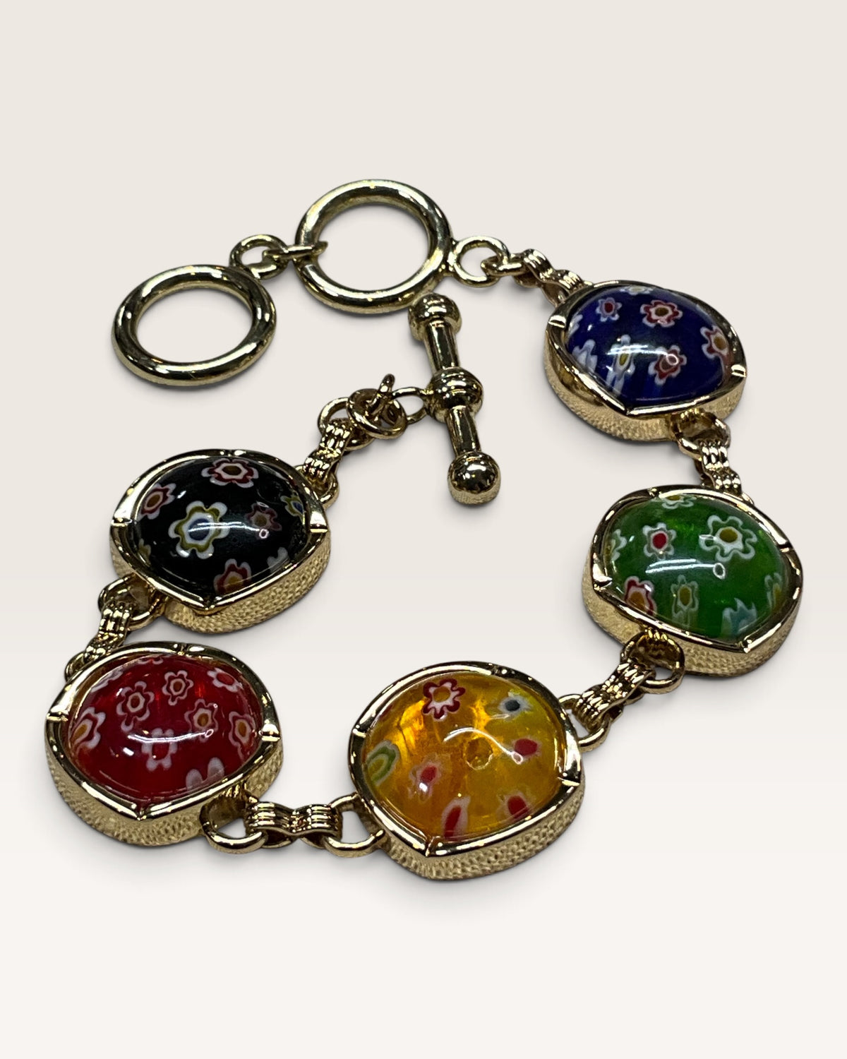 Millefiori Murano Glass Bracelet - Multicolor - Pre-Loved