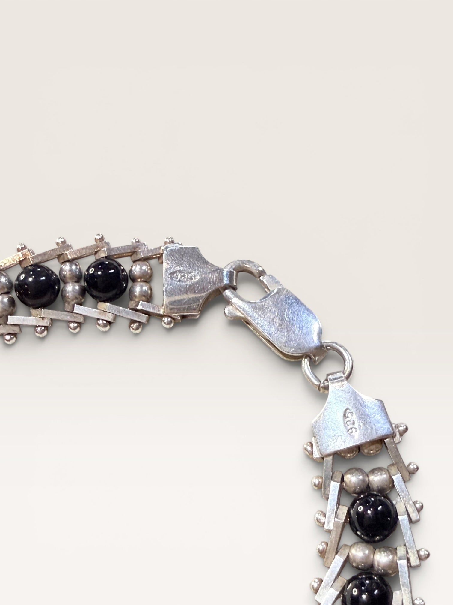 Sterling Silver Milor Italian Made Onyx Bracelet - Estate Sale (Great Condition)