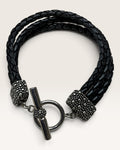 Michael Dawkins Sterling Silver & Leather Starry Night Bracelet - Pre-Loved